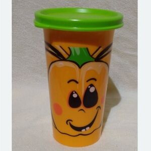 NWT Tupperware Halloween Pumpkin Big Bell Tumbler 10.5oz with Green Seal